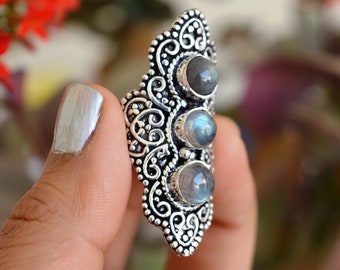 Indian jewelry Statement ring Gypsy ring Sterling silver jewelry Bohos collection Boho ring Silver ring 925Sterling silver,