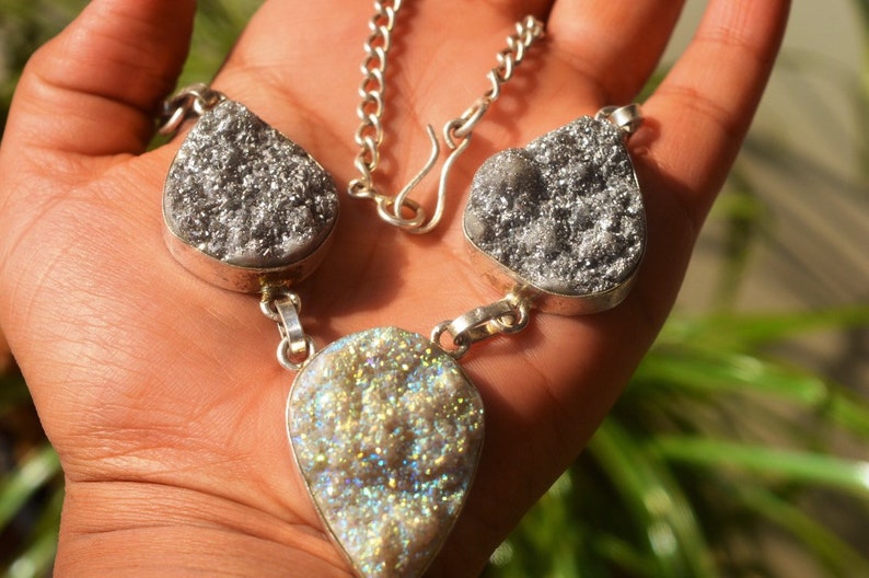 India Jewelry, Titanium Druzee Gemstone Handmade Item Hippie Jewelry BOHO Jaipur Jewelry