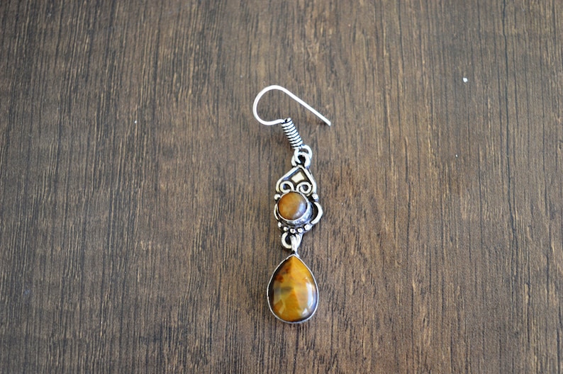 Hippie Earring Boho Jewelry Indian jewelry Chic Earring Handcrafted jewelry Tiger Eye Gemstone Earring Boho Earring Jaipurbohojewelry