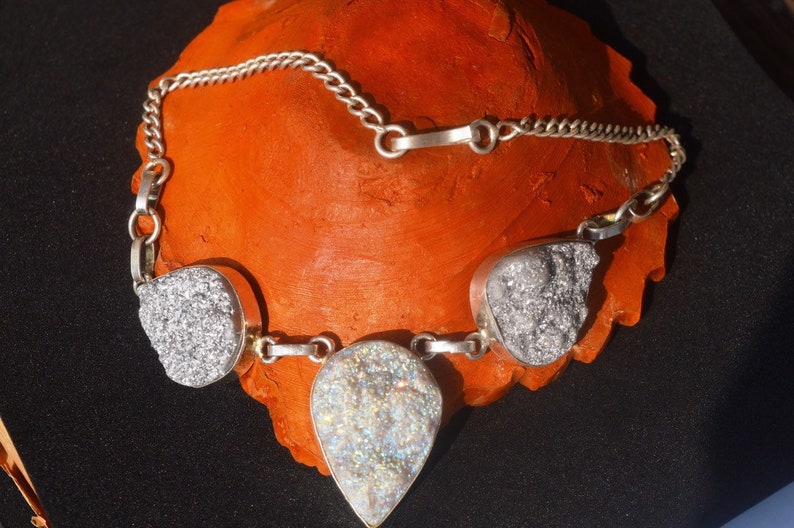India Jewelry, Titanium Druzee Gemstone Handmade Item Hippie Jewelry BOHO Jaipur Jewelry