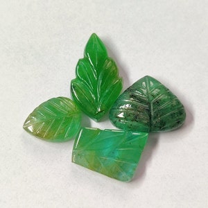 good quality emerald loose gemstone 11ct natural Zambia emerald gemstone leaf shape 4pcs lot emerald carved jewelry making