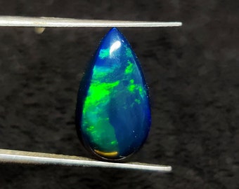 Cabochon opale 3ct naturel de qualité supérieure welo fire noir opale éthiopienne pierres précieuses en vrac forme poire taille de bague opale noire bijoux