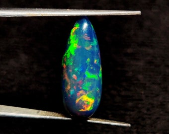 Opale noire en forme de poire, 5 carats, cabochon d'opale d'éthiopie noire naturelle de haute qualité, pierre précieuse en vrac, opale de feu welo, bijoux de taille
