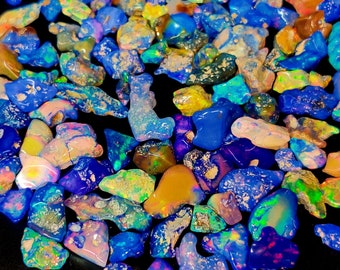 25 Ethiopian Opal Rough Gemstones, Polished Raw Opal for Jewelry Making