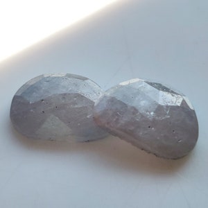 NATURAL SAPPHIRE GEMSTONE 8Ct High Quality Sapphire Rose Cut Faceted Flat Back Slice Pair Earring Loose Gemstone Sapphire Size  12x9x3MM