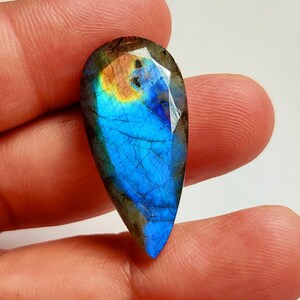 NATURAL LABRADORITE LOOSE Gemstone 21Ct High Quality Blue Fire Labradorite Gemstone Pear Shape Pendant Size Labradorite Faceted  32X15X7MM