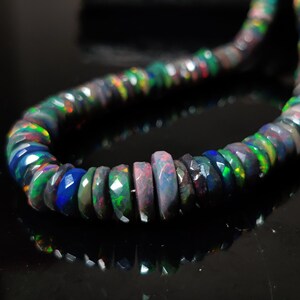 black Ethiopian opal necklace 71ct high quality welo fire natural Ethiopian opal necklace faceted beads black opal necklace gemstone