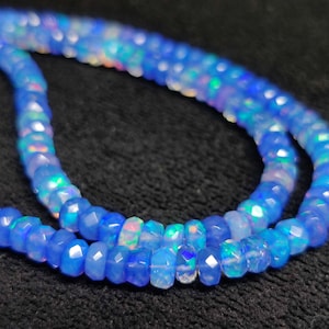 OPAL BEADED NECKLACE Gemstone 53Ct High Quality Natural Ethiopian Opal Faceted Necklace Rondelle Beads Opal Necklace Jewelry