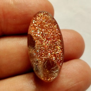 SUN STONE GEMSTONE Oval Shape 23Ct God Quality Natural Sunstone Cabochon Loose Gemstone Sun Fire Sunstone Pendant Size Jewelry  28X14X7MM