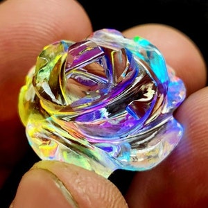 MYSTIC TOPAZ GEMSTONE Carving Flower Shape 33Ct High Quality Rainbow Mystic Topaz Pendant Size Mystic Topaz Jewelry Making