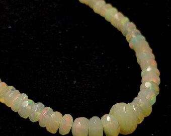 Ethiopian Opal Beaded Necklace, 46ct Rondelle Faceted Gemstone