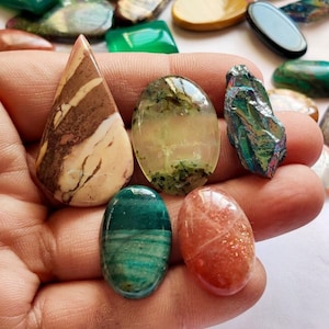 5pcs multi mix gemstone lot 141ct high quality natural multi mix stone smooth cabochon loose gemstone pendant size stone jewelry