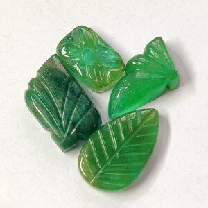 emerald carved gemstone 18ct high quality natural Zambia emerald loose gemstone 4pcs lot emerald leaf shape jewelry