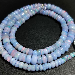 BLUE ETHIOPIAN OPAL Gemstone Beads Necklace 58Ct High Quality Natural Opal Beaded Necklace 1Line Strand 16Inches Length Beads Jewellery