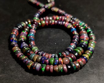 Ethiopian Opal Beaded Necklace: 46Ct Natural Rondelle Gemstone