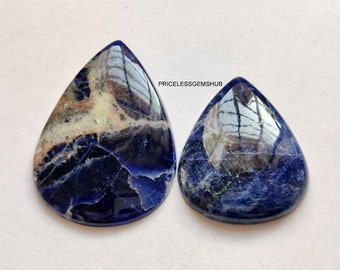 sodalite smooth cabochon gemstone 102ct high quality natural sodalite  pendant size 2pcs lot jewelry natural sodalite loose gemstone