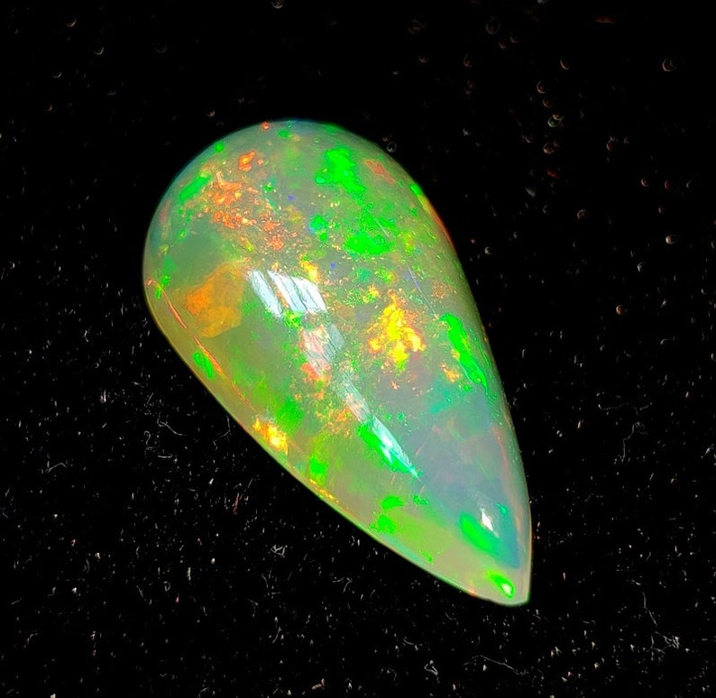 NATURAL ETHIOPIAN OPAL Gemstone 7Ct Welo Fire Ethiopian Opal Pear Shape Perfect Ring Size Opal Cabochon Loose Gemstone Opal Size 21X11X6MM