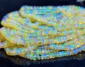 Opal beads super quality 50 PCS lot ethiopian opal loose beads natural ethiopian opal smooth cabochon rondelle bead making jewelry