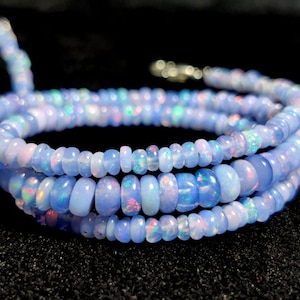 OPAAL EDELSTEEN CABOCHON Kralenketting Voor Kerst 31 kt Natuurlijke Blauwe Ethiopische Opaal Rondelle Kralen Ketting 1 Lijn Strand Opaal Edelstenen Sieraden