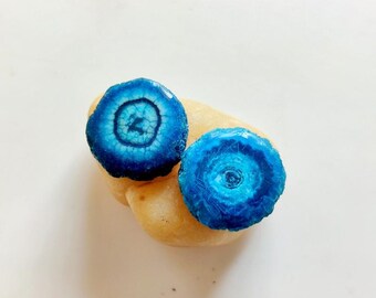 Blue Solar Quartz Gemstone Slice Pair, 42 Ct Cabochons