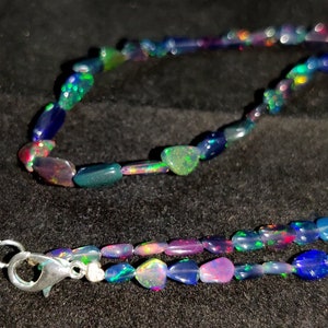 ETHIOPIAN OPAL BEADS Necklace 26Ct High Quality Natural Black Ethiopian Welo Fire Opal Uncut Beads Necklace Gemstone Jewelry Size 7x3/3x1MM