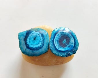 Natural Solar Quartz Gemstone Slice Pair, 45 Ct Cabochons