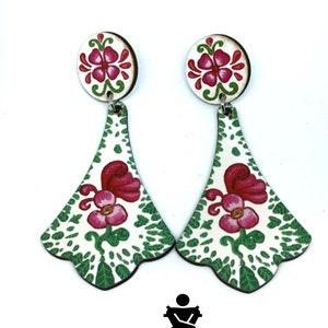 Handmade Wooden Floral Earrings