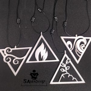 3D Printed Four Elements Nature&#39;s Necklace Collection, Earth, Air, Fire, Water: A Jewelry Tribute