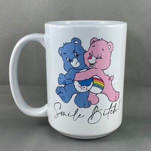 Swear Bears / Care Bear Inspired / Swearing Care Bear / Childhood Cartoons / Nostalgia / 80s Kid / 90s Kid / Coffee Mugs / Glass Cup