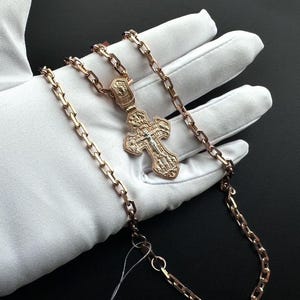 Archangel Michael the Crucifixion of Christ cross Christian Orthodox necklace pendant silver 925 + Gold 24K Greece Byzantine Greece Romanian