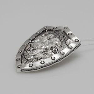 Saint George icon shield Christian Orthodox necklace pendant silver 925 Byzantine Greece Romanian