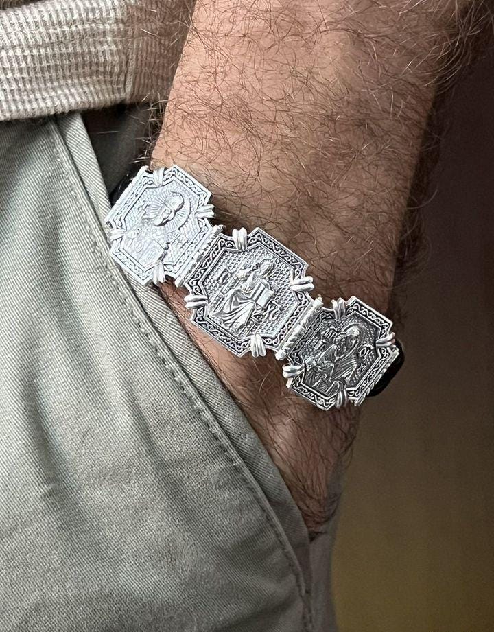 Jesus Christ and the Blessed Virgin Mary Handcrafted Bracelete