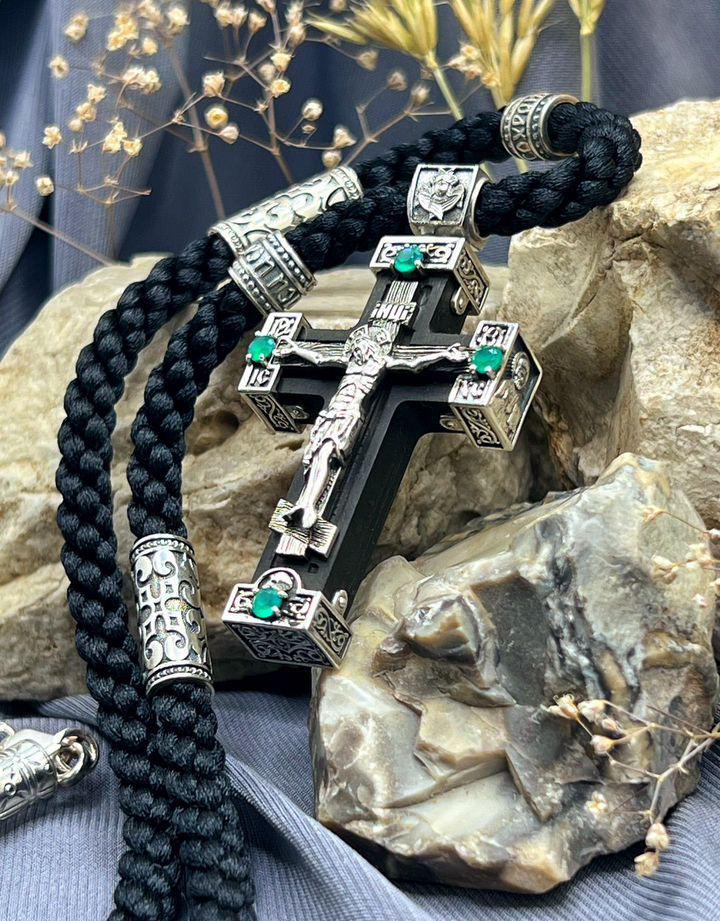 CROWN JAPAN PRIDE ★ロノ ブラックシルバーチェーンブレス Orthodox Greece Romanian Serbian Cross Necklace Pendant Silver 925