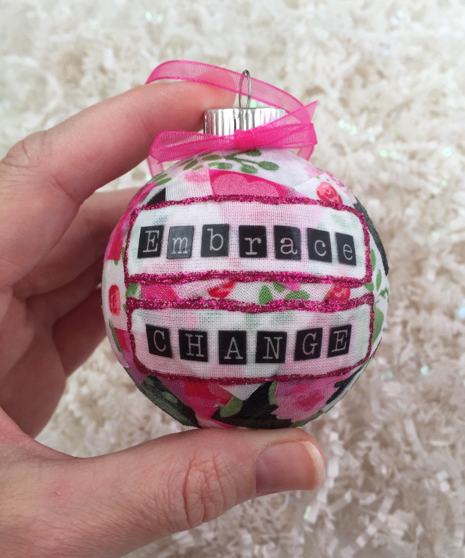 Handmade Pink Ornaments Fabric Decoupage Ornaments Leopard Etsy