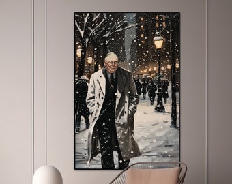 Charlie Munger walking in NYC. Canvas or Digital File. Stock Market, Wall Street, Trading Investment, Finance Gifts.