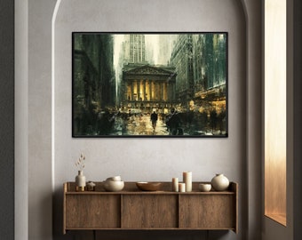 New York Stock Exchange Building Market. Oil Painting Style. Canvas or Digital File. Stock Market, Wall Street, Trading Finance Gifts