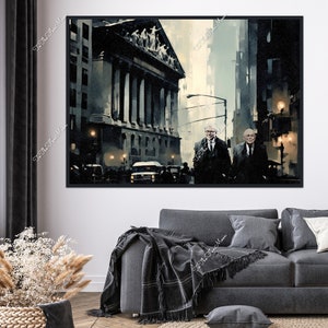 Warren Buffett, Charlie Munger, New York Stock Exchange Market Canvas. Stock Market, Wall Street, Trader, Finance Gifts. Free Shipping!
