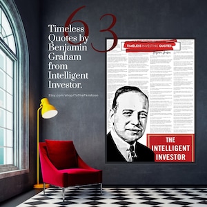 Citas atemporales de Benjamin Graham del lienzo de Intelligent Investor. Bolsa de valores, Wall Street, inversores y regalos financieros. ¡Envío gratis!