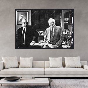 Old Photograph of Warren Buffett Charlie Munger Canvas. Stock Market, Wall Street, Trader, Finance Gifts. Free Shipping!