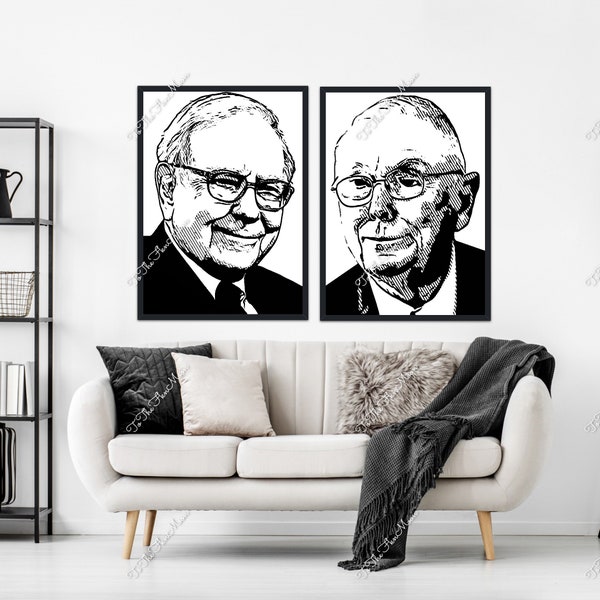 Warren Buffett Charlie Munger Leinwand. 2er Set. KAUFEN SIE 2 UND ERHALTEN SIE 1 GRATIS (siehe Angebot) Börse, Wall Street, Handel, Fiskalgeschenke.