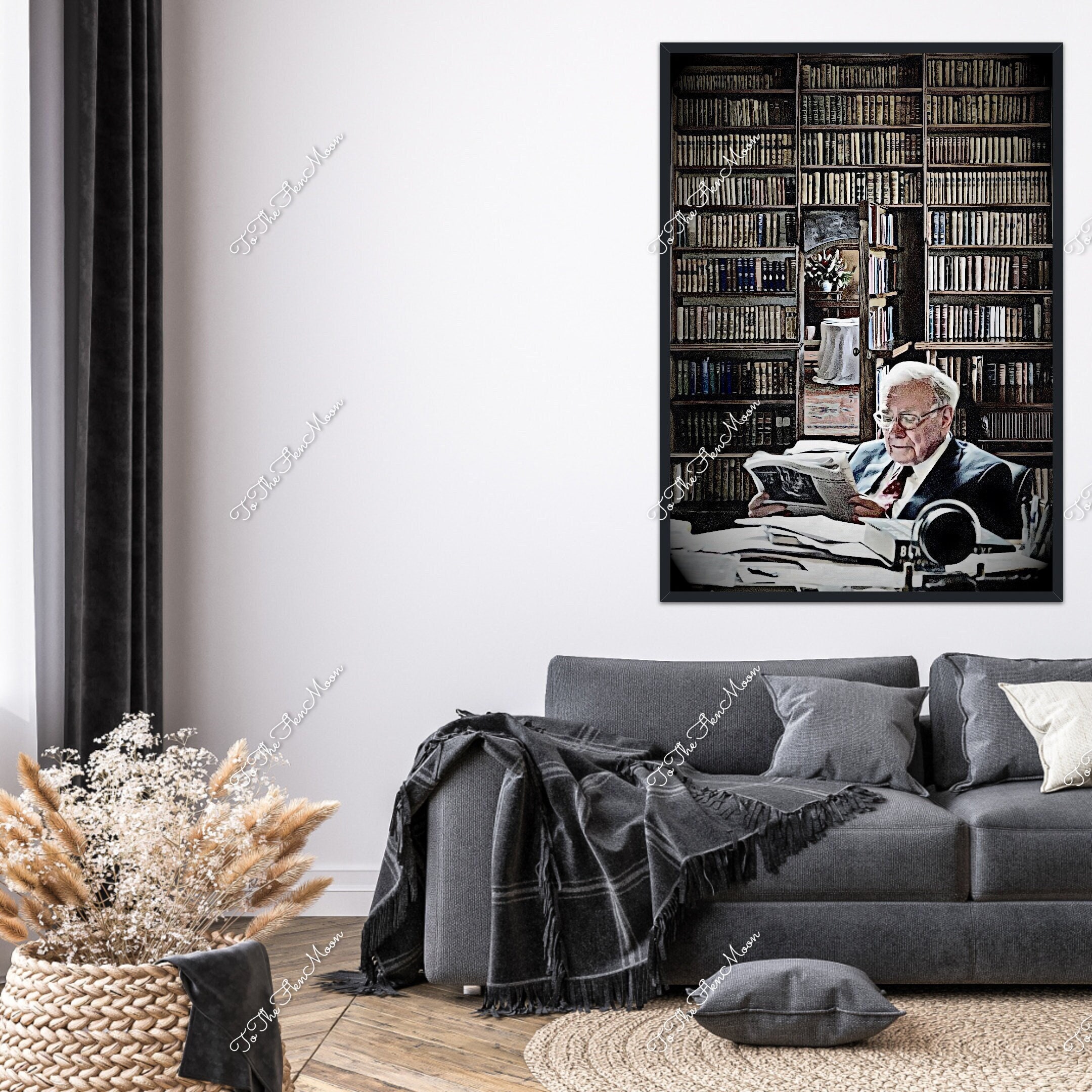 Warren Buffett Reading in His Library Canvas. Stock Market, Wall Street ...