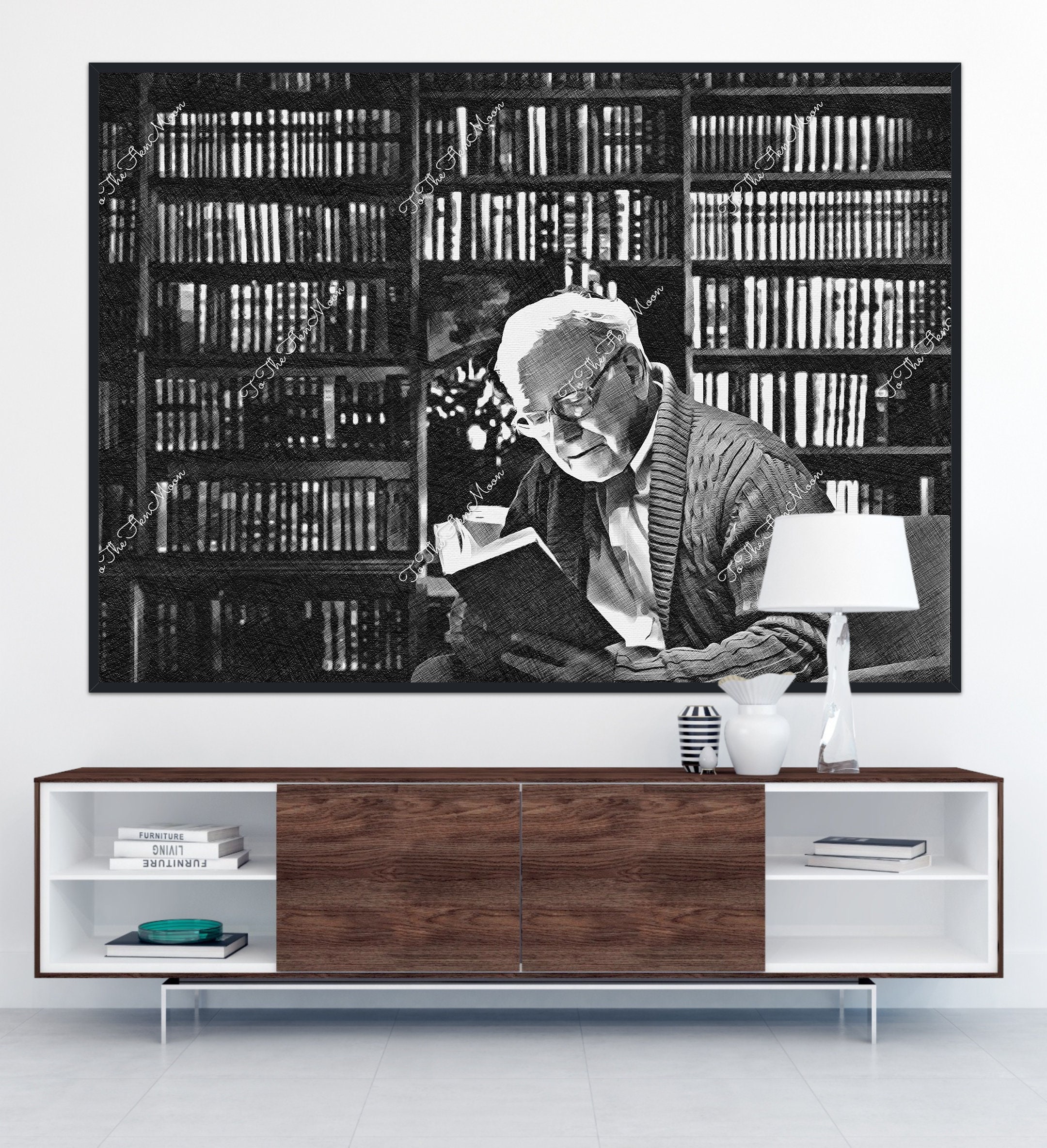 Warren Buffett Reading in His Library Canvas. Stock Market, Wall Street ...