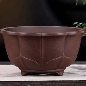 8,8" lotusformad bonsai-kruka Yixing lila sandblomkruka enkel retro oglaserad andningsbar blomkruka suckulent planter blombonsai-kruka