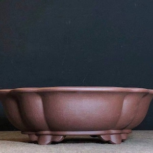 High quality handmade papaya-shaped bonsai pot Yixing purple sand flowerpot gardening green plants exhibition bonsai pot 38cm