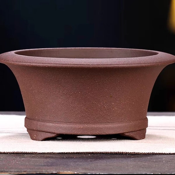 Round bonsai pot Yixing purple sand flower pot simple retro unglazed breathable flower pot succulent planter green plant bonsai pot