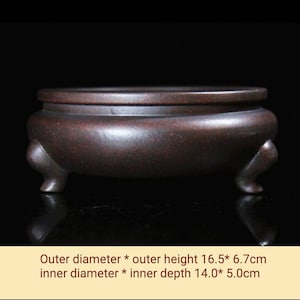 Round three-legged retro simple bonsai pot China Yixing zisha pottery flower pot succulent planter home gardening bonsai pot