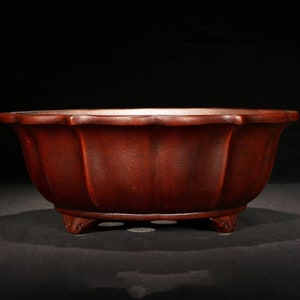 Multi-petal diamond-shaped cloud foot bonsai pot Yixing purple sand flower pot simple old style flower pot green plant exhibition bonsai pot
