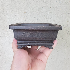 Square bonsai pot Yixing purple sand bronze flower pot retro unglazed bonsai pot succulent planter green plant exhibition bonsai pot