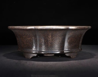 Yixing lila Sand Blumentopf Blütenblatt förmige Bonsai Schale schlichte Retro unglasiert Blumentopf Blume grün Pflanze Gartenarbeit Ausstellung Bonsaischale