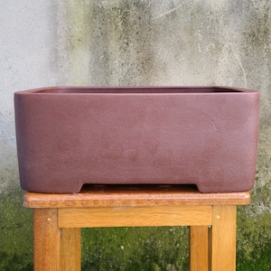 15.8 inches handmade rectangular rounded straight mouth bonsai pot Yixing purple sand flower pot vintage unglazed breathable bonsai pot